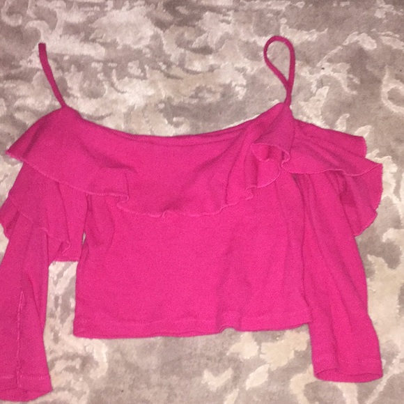 hot pink ruffle top